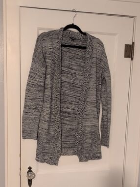 Cozy Open-Front Marled Cardigan Sweater - Gray